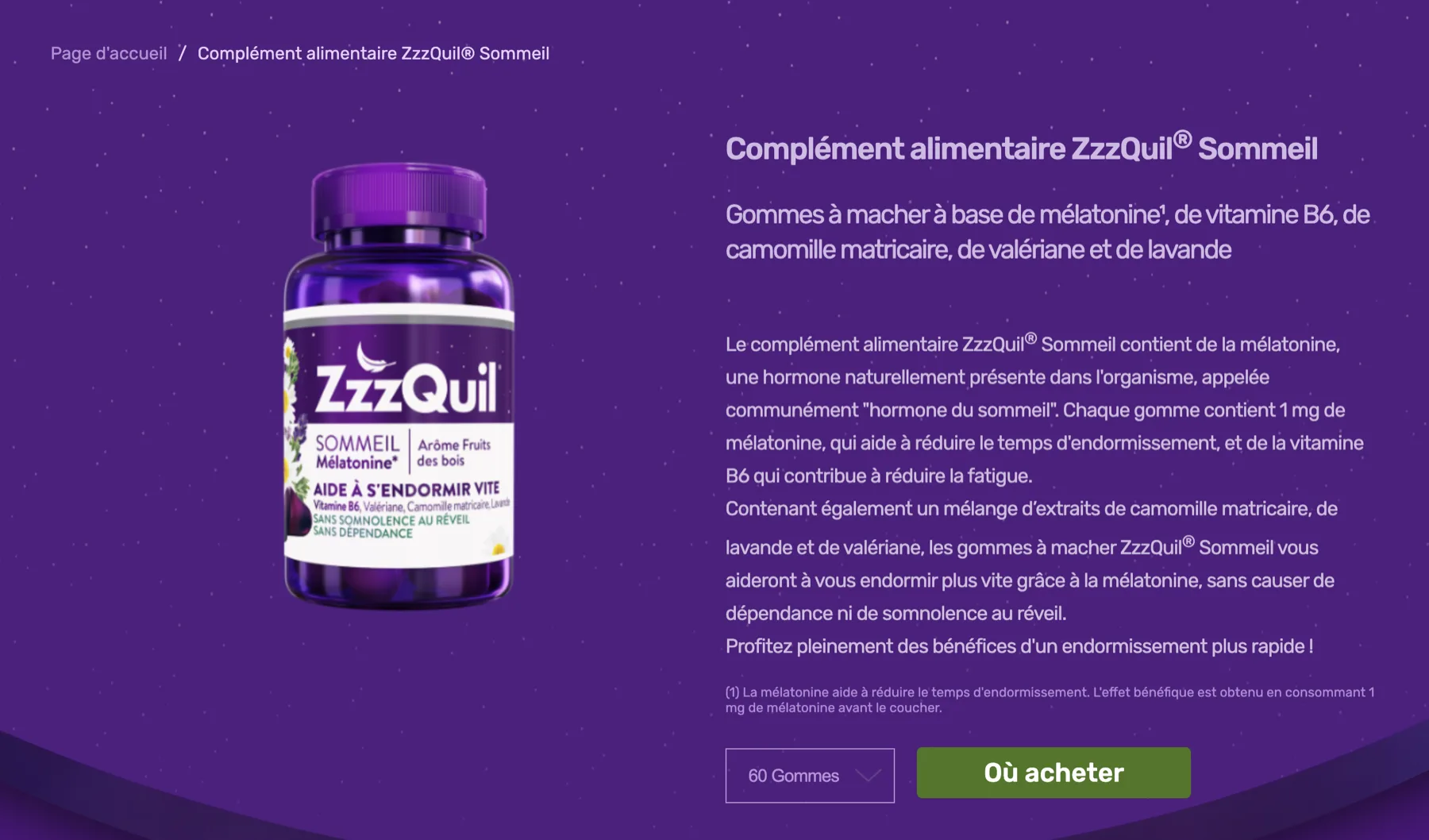 Gamme ZzzQuil : tous les pots